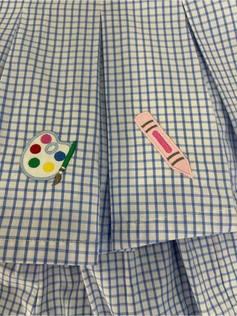Classic Whimsy Girls Blue Striped Two-Piece Set with School Icons Size 6